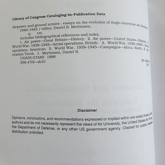 Airpower and Ground Armies Autographed Paperback Book - Picture 4 of 4